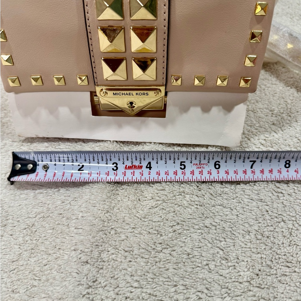 NWT Michael Kors Blush Pink, Cream and Gold Crossbody Bag with Studded Details - Picture 5 of 9
